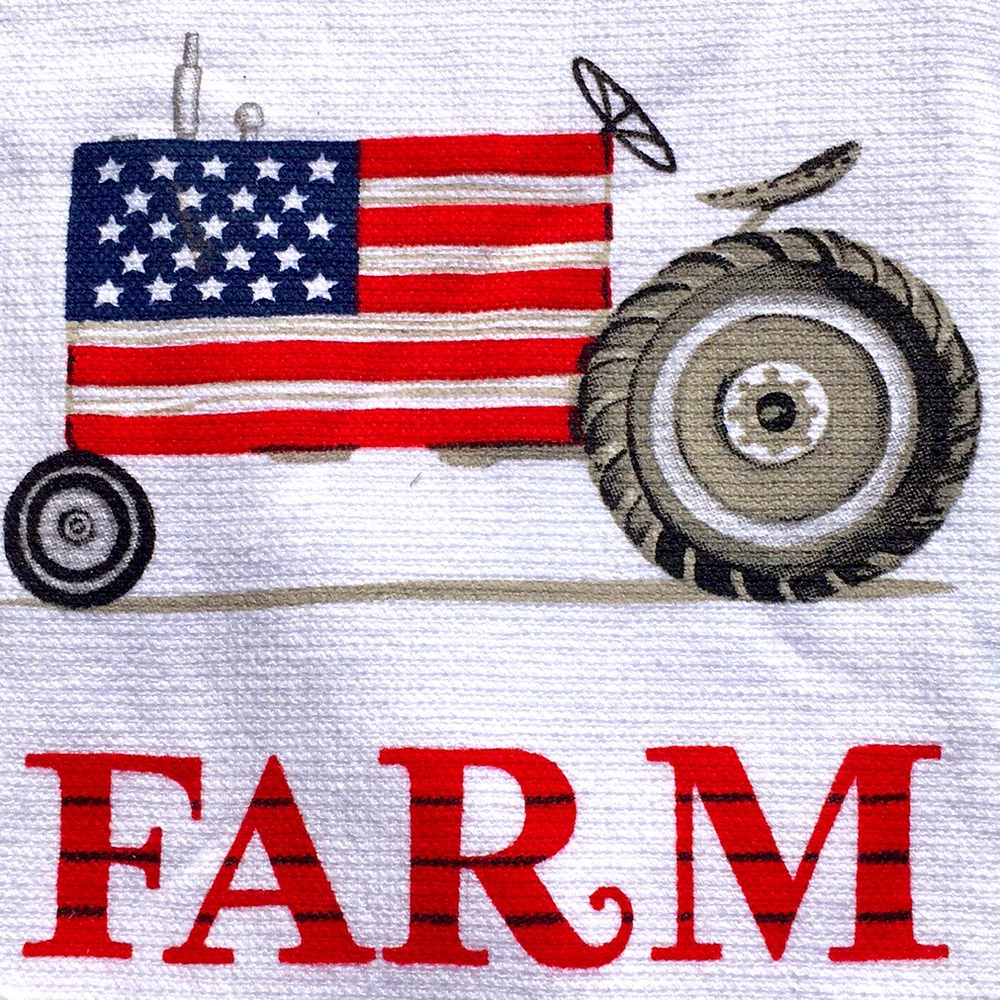HOME SWEET FARM PATRIOTIC TRACTOR Set of 2 COTTON KITCHEN TOWELS - Picture 4 of 6